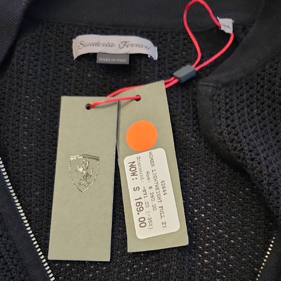 Scuderia Ferrari Black and White Zip-Up Sweater Women's XL NWT - Picture 2 of 8